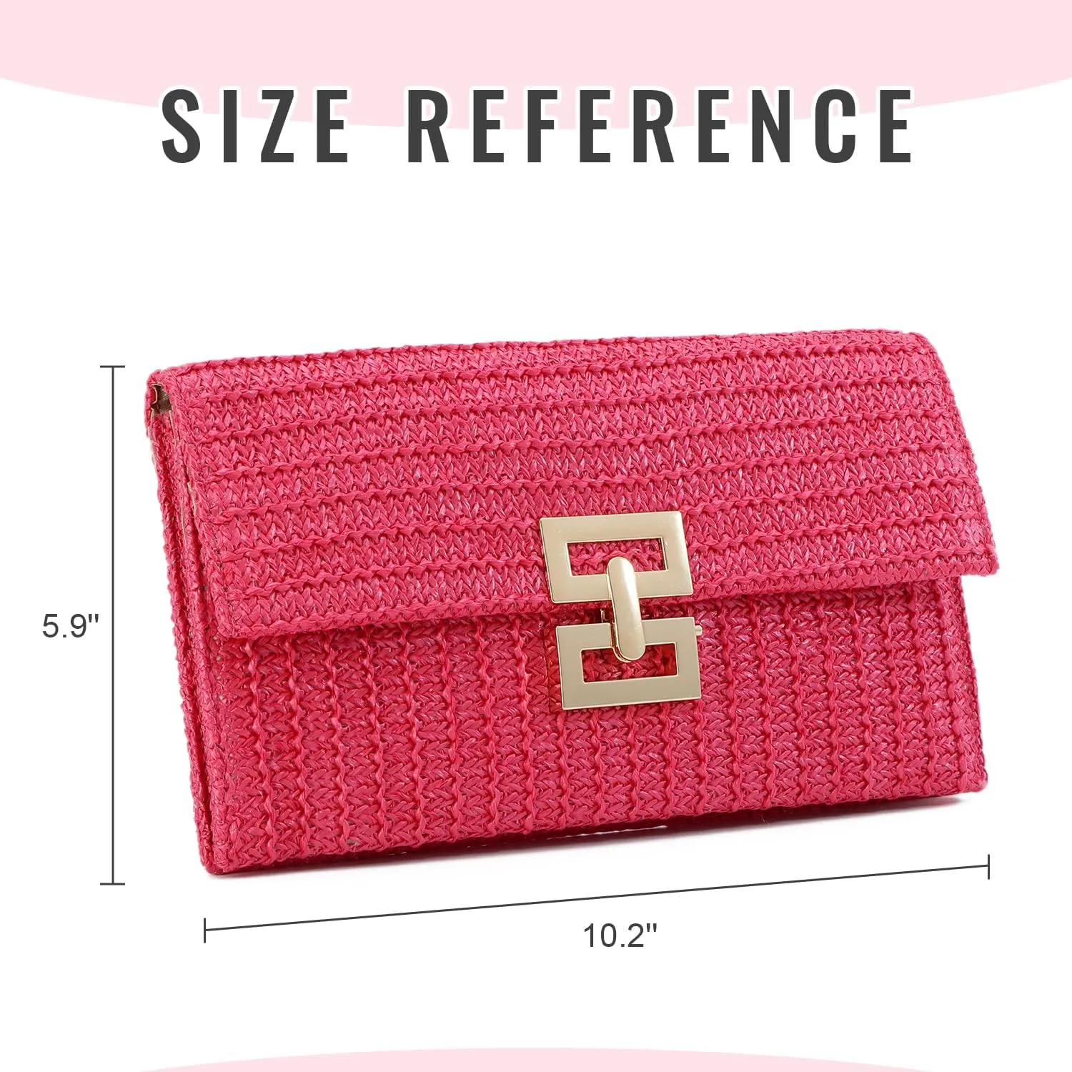 Straw Clutch Purses for Women Summer Beach Bag Woven Purse Wicker Rattan Envelope Clutch for Wedding