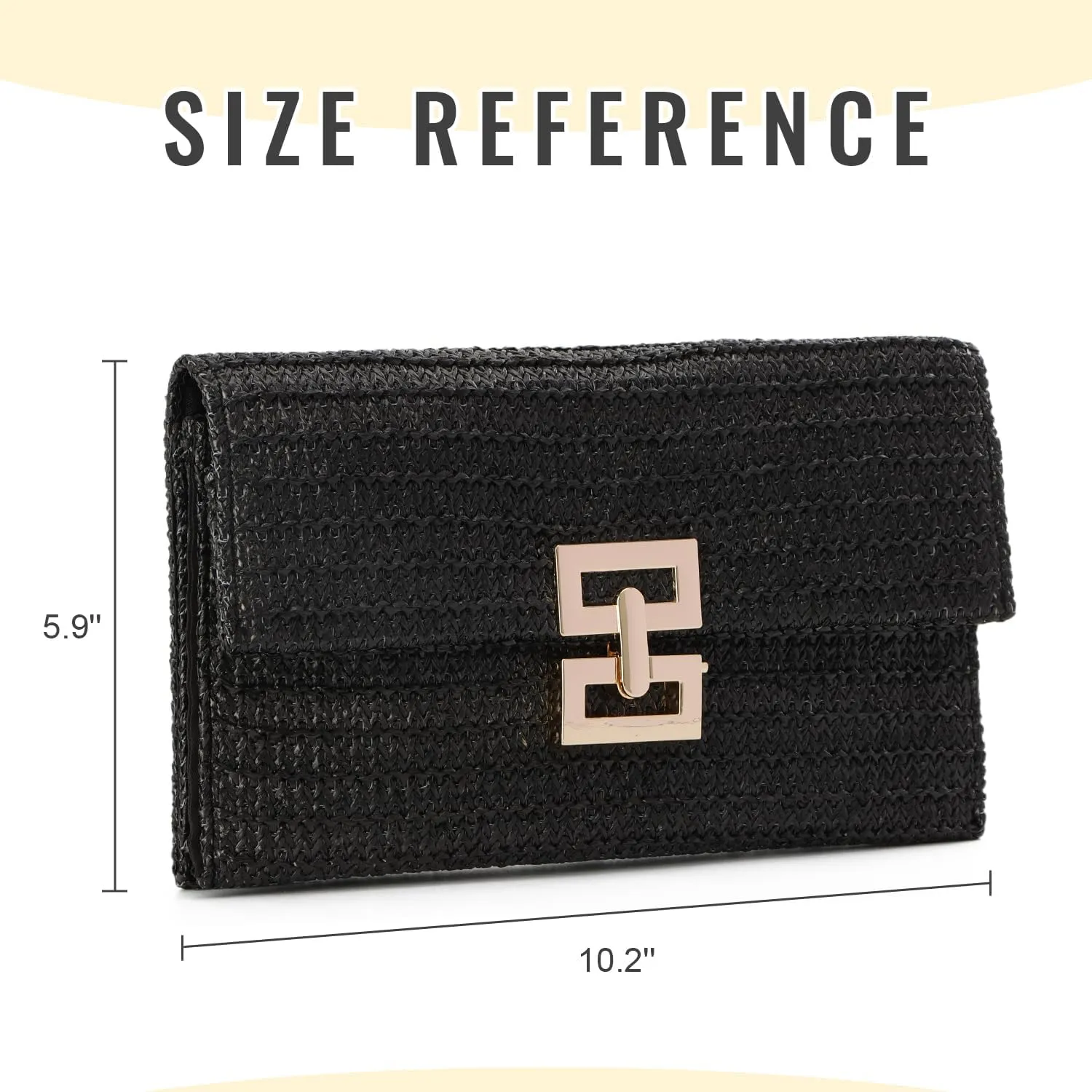 Straw Clutch Purses for Women Summer Beach Bag Woven Purse Wicker Rattan Envelope Clutch for Wedding