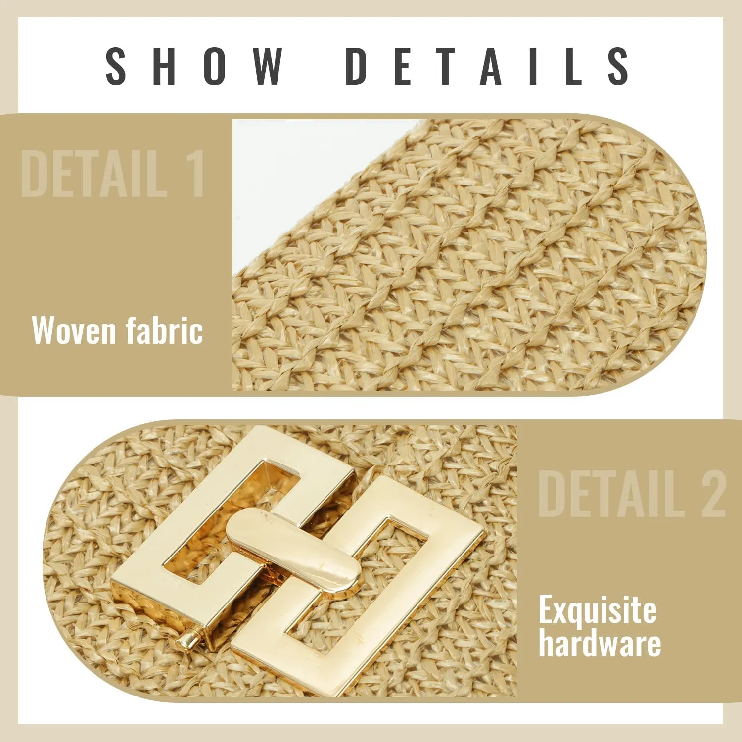 Straw Clutch Purses for Women Summer Beach Bag Woven Purse Wicker Rattan Envelope Clutch for Wedding