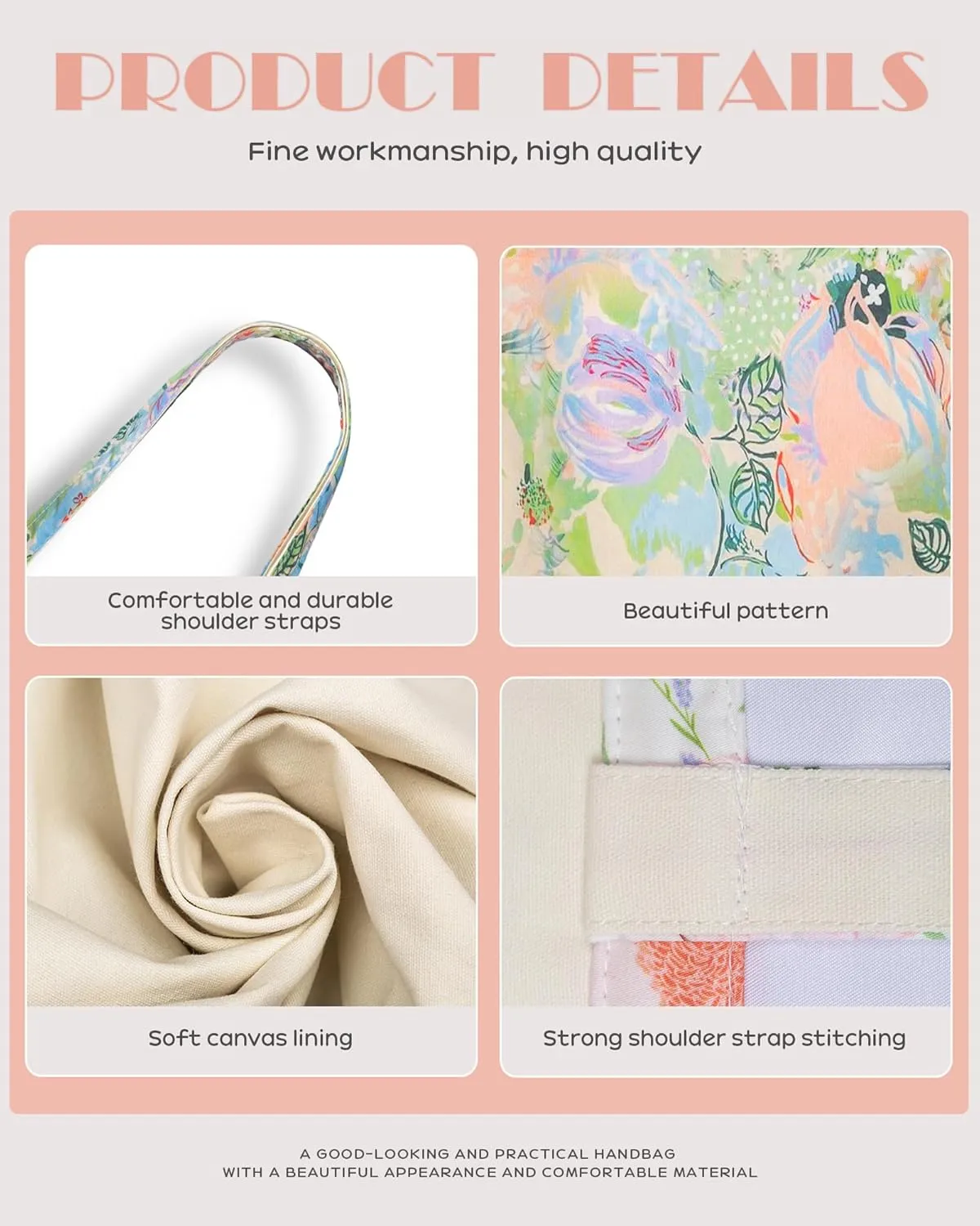STUOYE Canvas Tote Bag for Women Cute Cotton Tote Bags Floral Travel Beach Bag Reusable Grocery Bags Cloth Shoulder Handbags