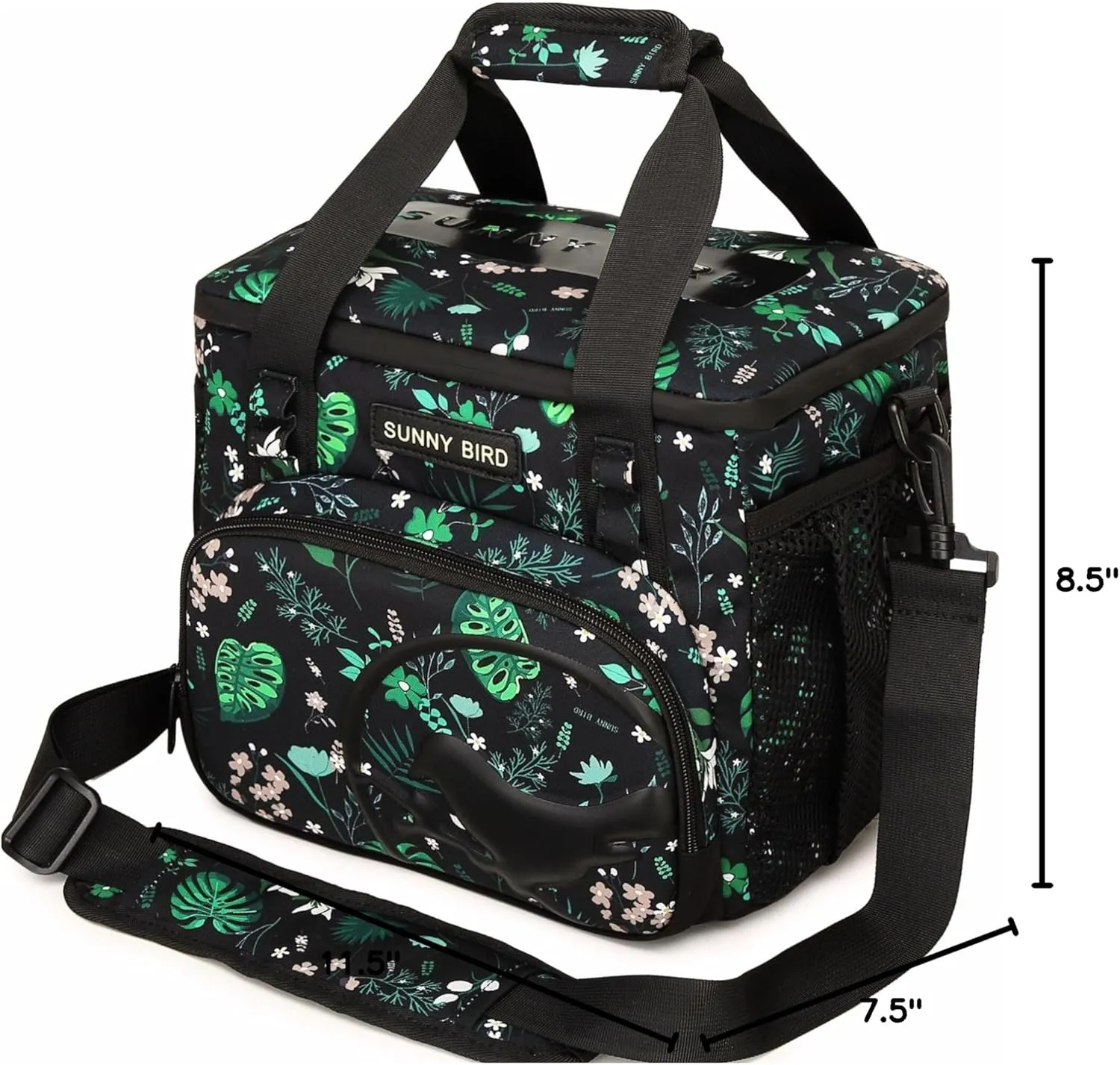 SUNNY BIRD 12L Large Insulated Lunch Bag, Leakproof and Foldable Lunch Cooler Box for Women Adult and Men, Fits 18 Cans (Floral & Foliage)