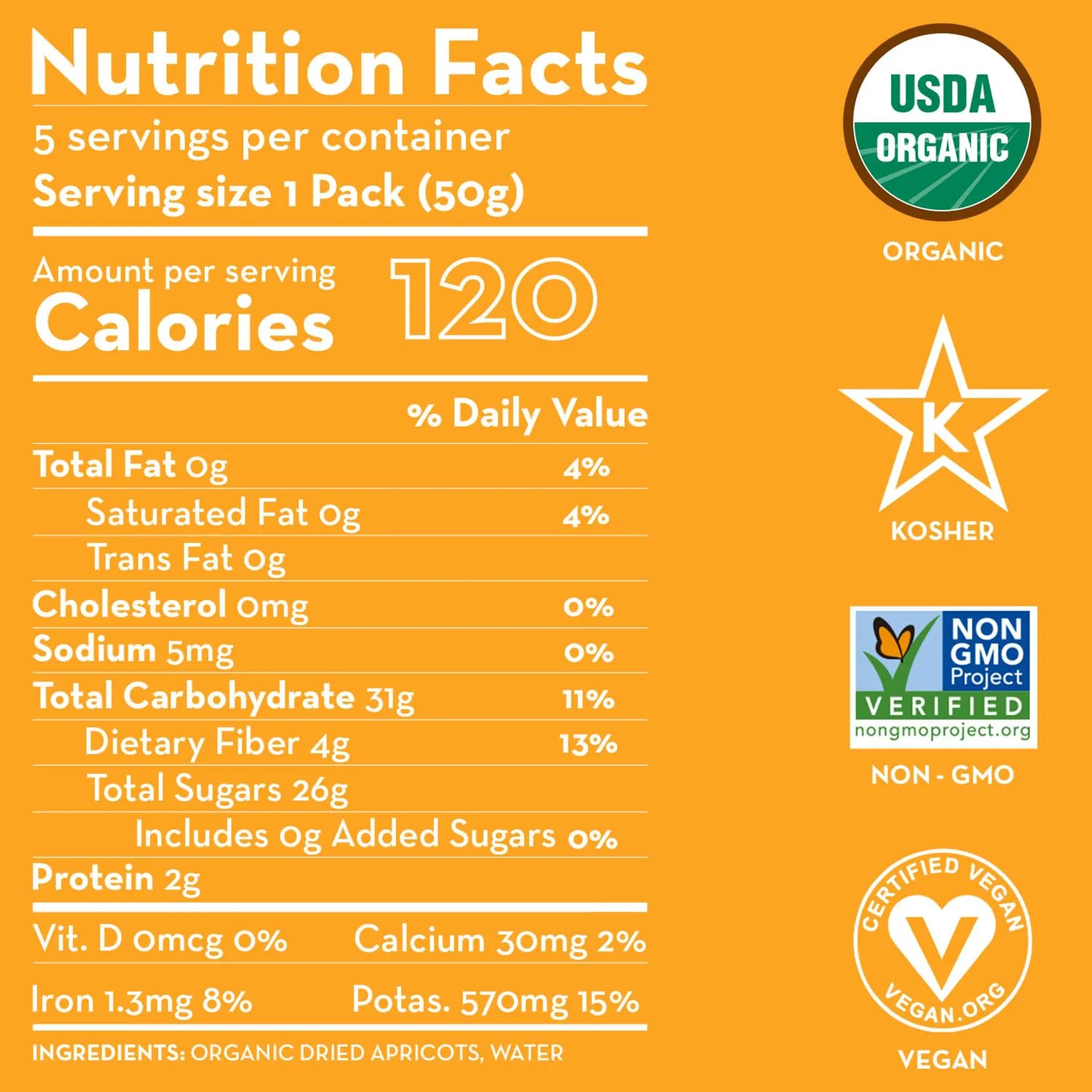 Sunny Fruit Soft Organic Turkish Dried Apricots - 6 Bags (30 Individual Portion Packs) | Healthy, Convenient Snack Packs | ORGANIC, NON-GMO, VEGAN, HALAL, KOSHER, NO PRESERVATIVES, NO SUGAR ADDED