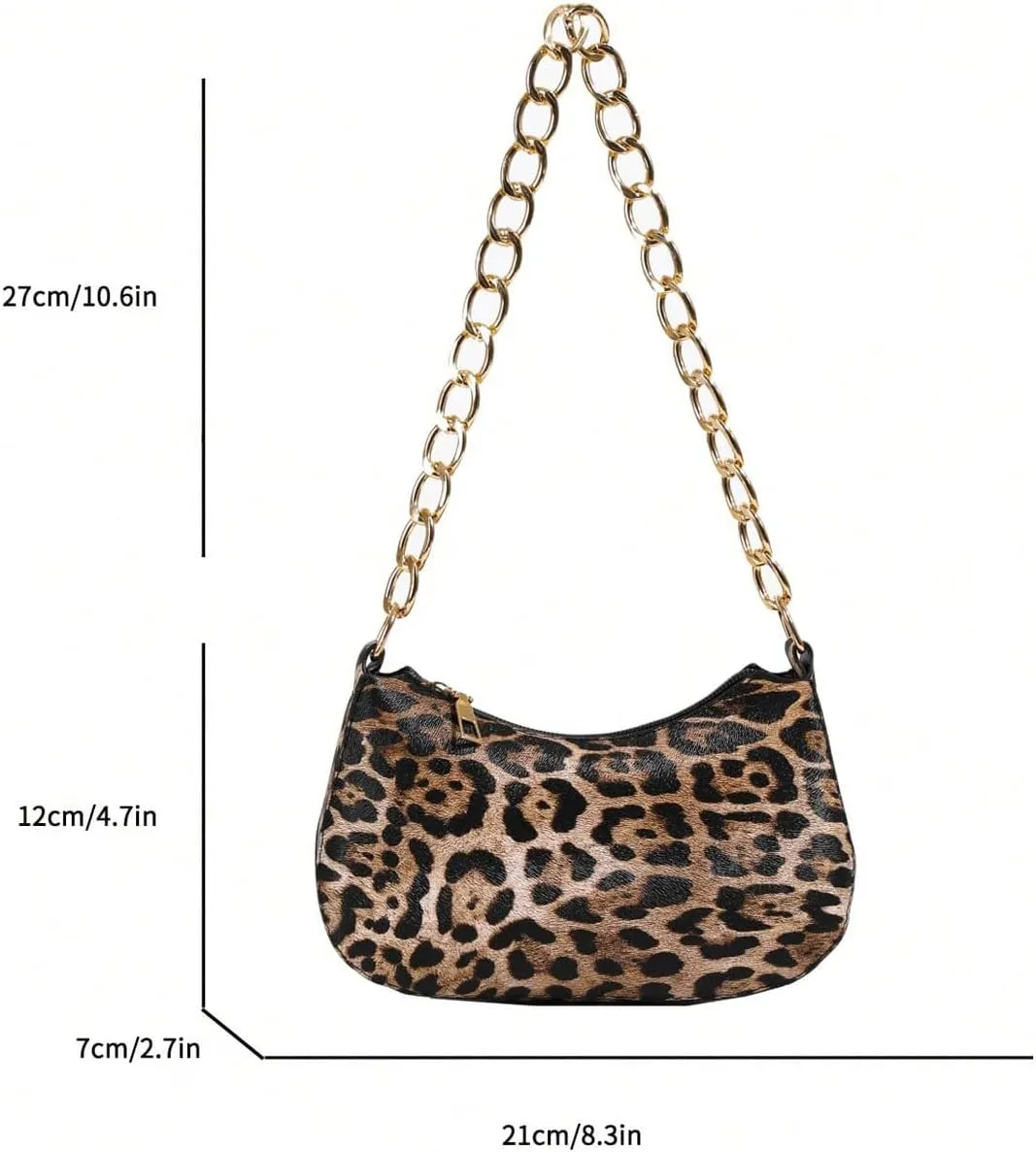 SweatyRocks Women's Leopard Print Top Handle Chain Strap Shoulder Bags Underarm Purses with Zipper