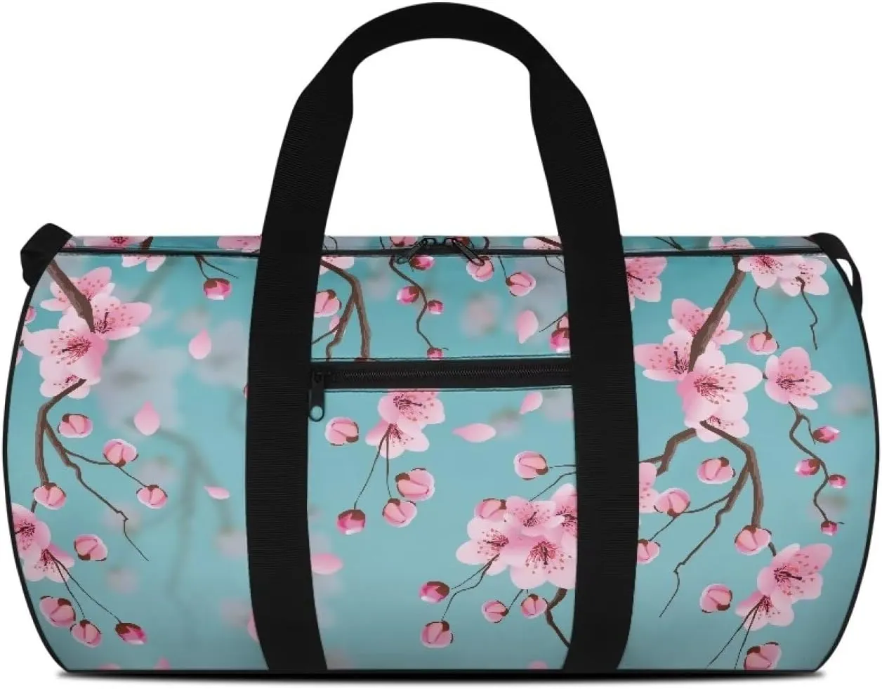 Talayituse Blue Cherry Blossom Print Duffel Bag for Women Gym Duffel Bag Carry On Garment Duffel Bag Portable Travel Bag with Shoulder Strap Zipper Workout Bag Crossbody Tote Bag Weekender Bag