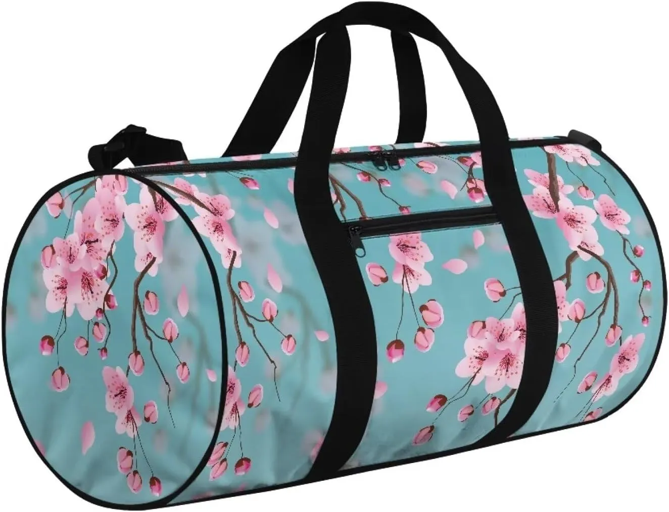 Talayituse Blue Cherry Blossom Print Duffel Bag for Women Gym Duffel Bag Carry On Garment Duffel Bag Portable Travel Bag with Shoulder Strap Zipper Workout Bag Crossbody Tote Bag Weekender Bag