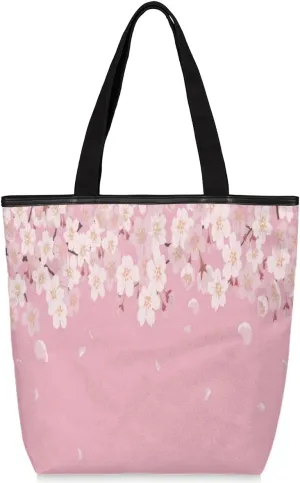Tavisto Canvas Tote Bag,Animation Cherry Blossom Plant Grocery Shopping Bags 11"x13.6"x4" Durable, Recyclable,Washable, Foldable, Portable Tote Bags Bulk