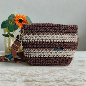 The Alicia – Handmade Crochet Crossbody Bag in Copper & Latte