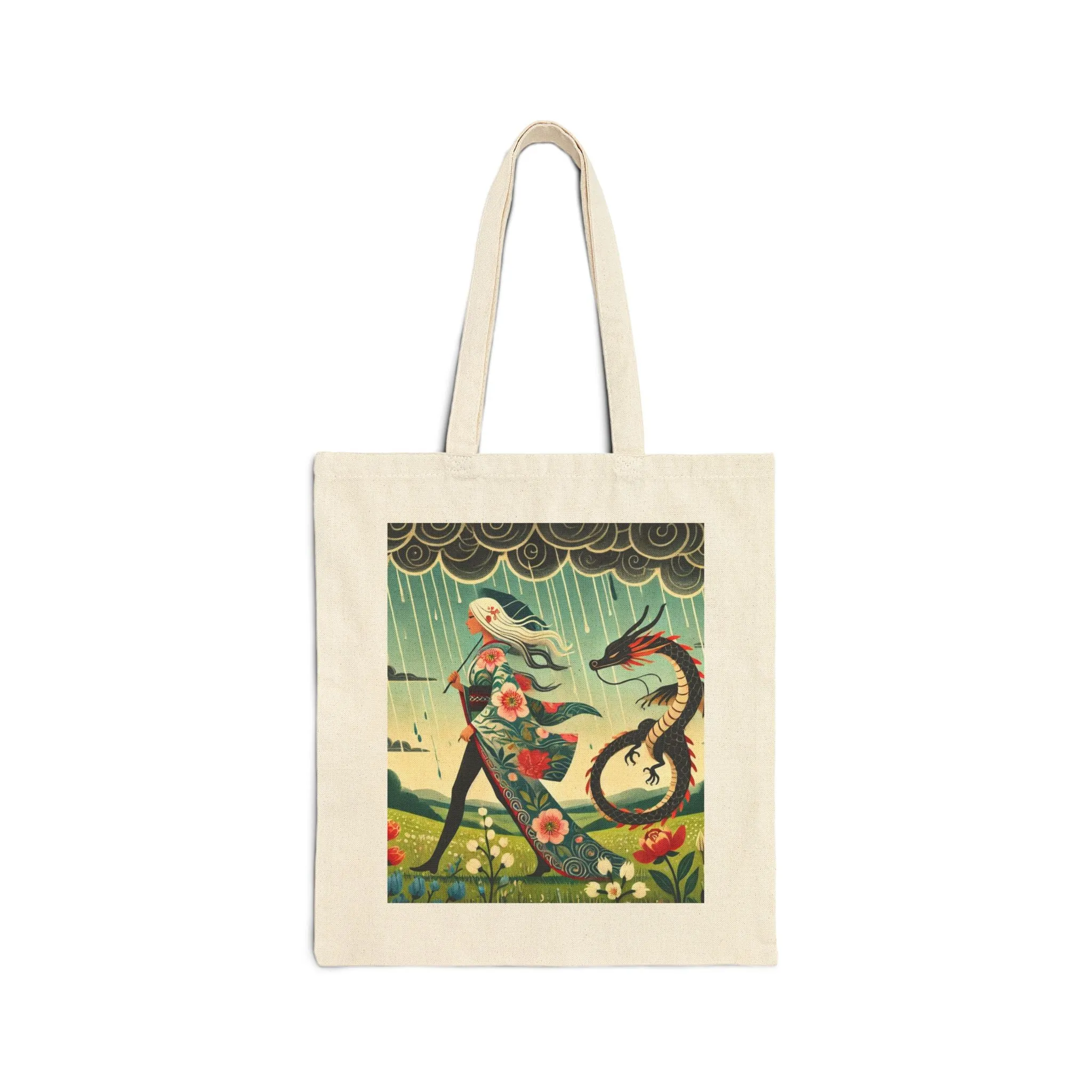 The Dragon Fairy’s Stride Cotton Canvas Tote Bag