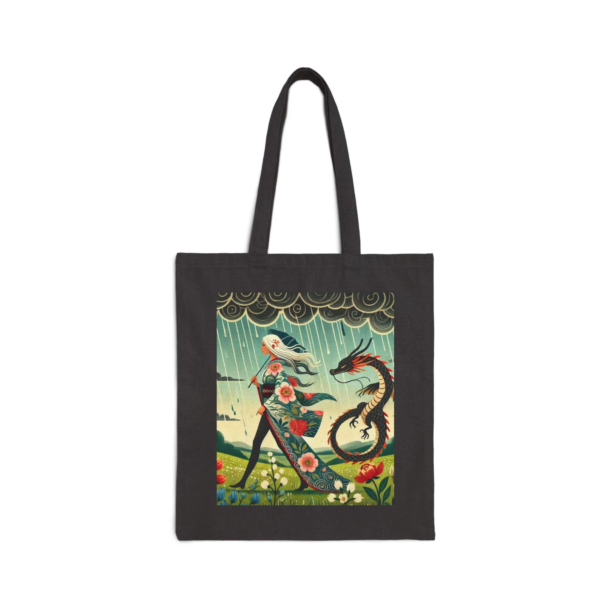 The Dragon Fairy’s Stride Cotton Canvas Tote Bag