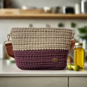 The Maya – Handmade Crochet Crossbody Bag in Burgundy & Coffee