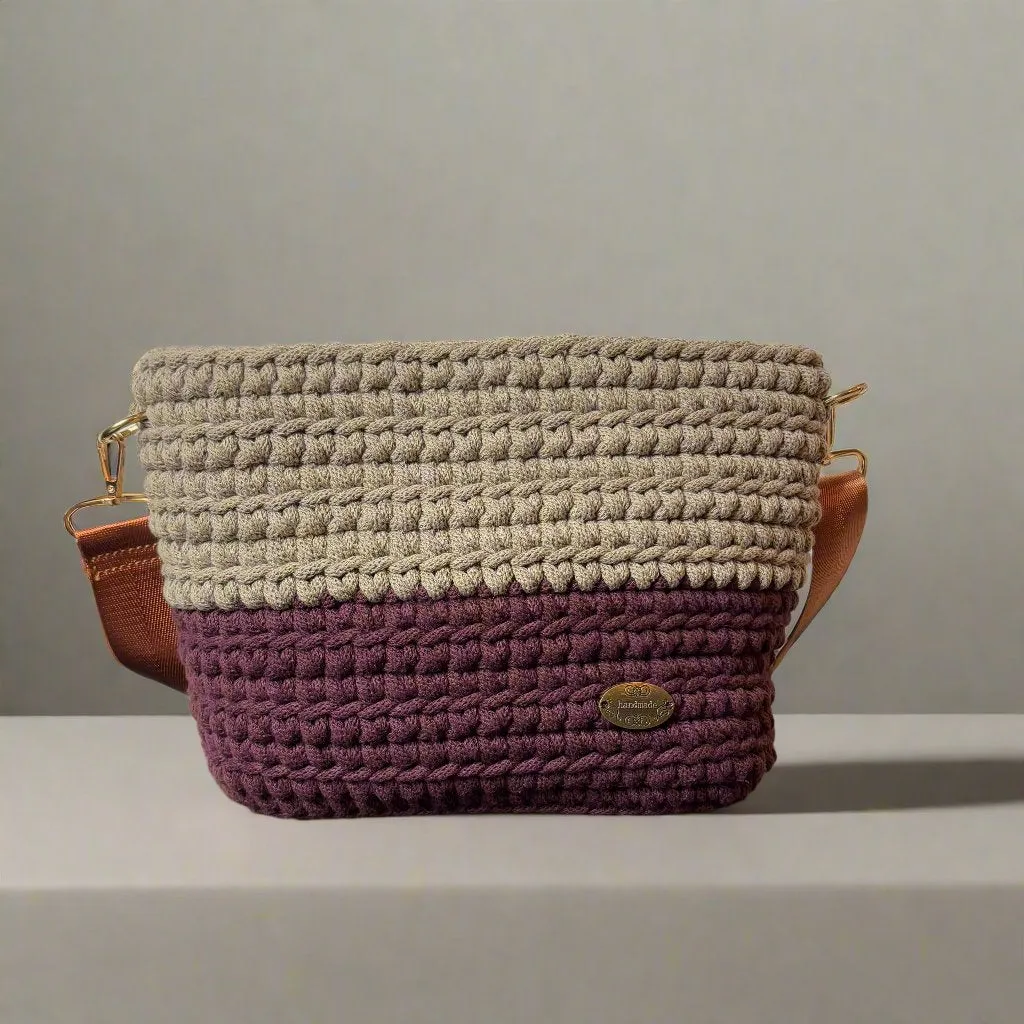 The Maya – Handmade Crochet Crossbody Bag in Burgundy & Coffee
