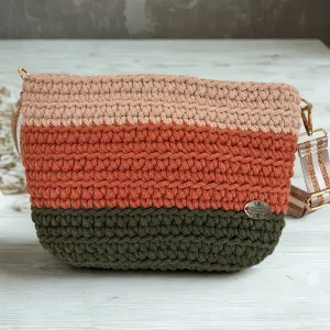 The Maya – Handmade Crochet Crossbody Bag in Natural, Terracotta & Avocado