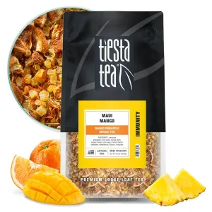 Tiesta Tea Maui Mango | Loose Leaf | Mango Pineapple Herbal Tea | Premium Non-Caffeinated Fruit Blend | Makes Hot or Iced & Brews Up to 200 Cups | 16 Ounce Resealable Bulk Pouch