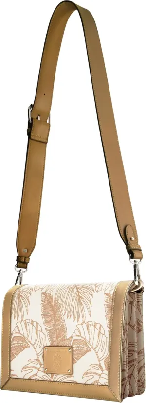 Tommy Bahama Messenger Bag, Women's Crossbody Purse with Adjustable Shoulder Strap, Tan
