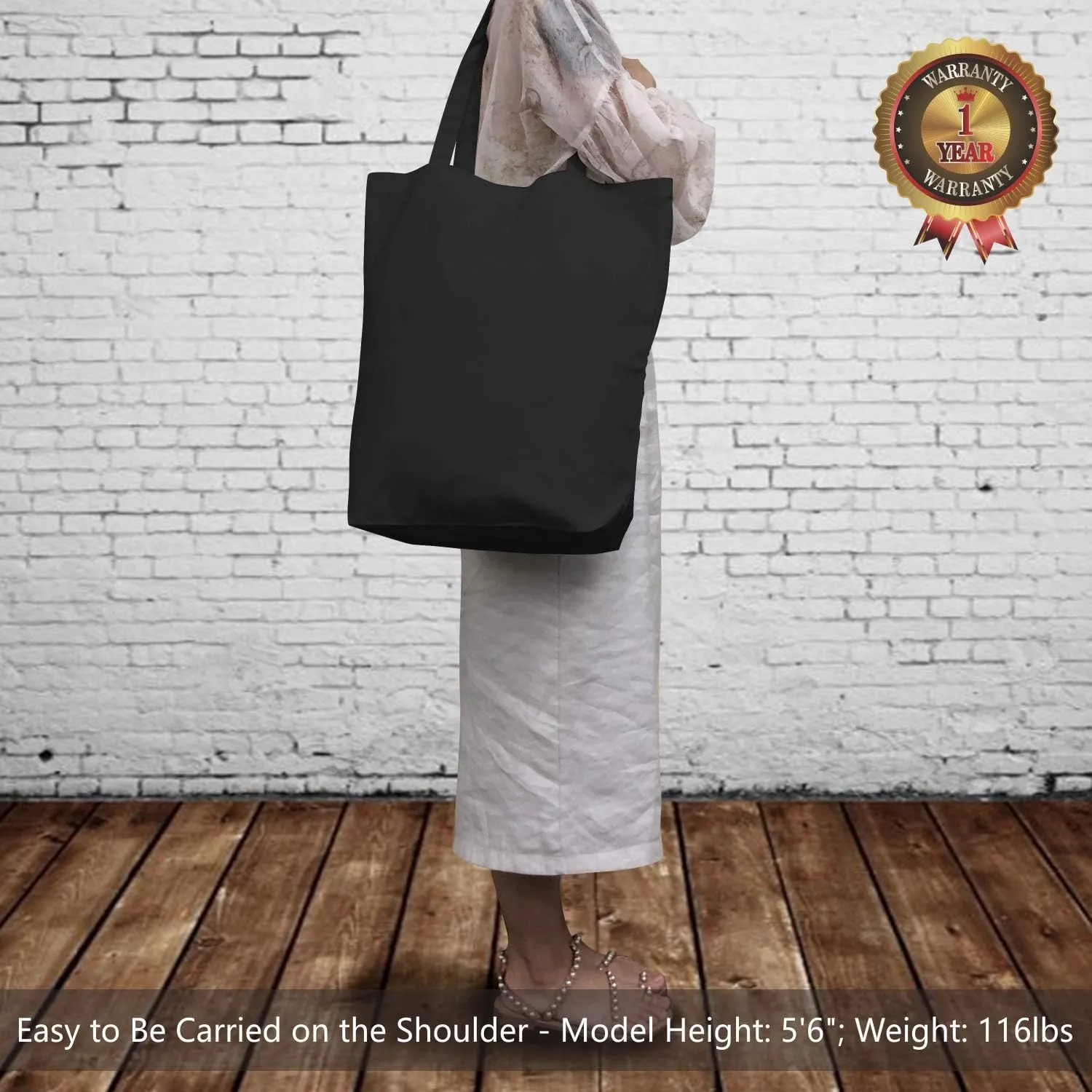 TOPDesign 2 | 6 | 12 Pack Super Strong Large 17.5"x16.5"x5" 10oz Cotton Canvas Tote, Reusable Grocery Shopping Bag, Blank Black Bags for Crafts, DIY Your Creative Designs (Pack of 2)