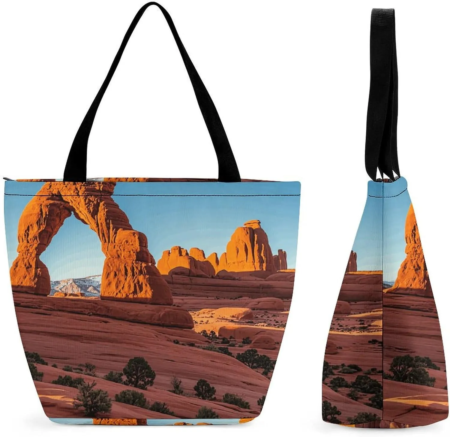 Tote Bag for Women Cute Handbags Arches National Park-standard Reusable Grocery Bag with Zipper Shopping Bag Beach Bag Travel Bag Gym Bag for Mom Teachers Friends Bridesmaids