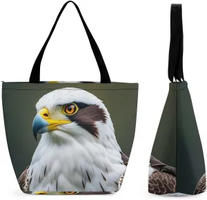 Tote Bag for Women Cute Handbags Spear Falcon, White Eagle Reusable Grocery Bag with Zipper Shopping Bag Beach Bag Travel Bag Gym Bag for Mom Teachers Friends Bridesmaids