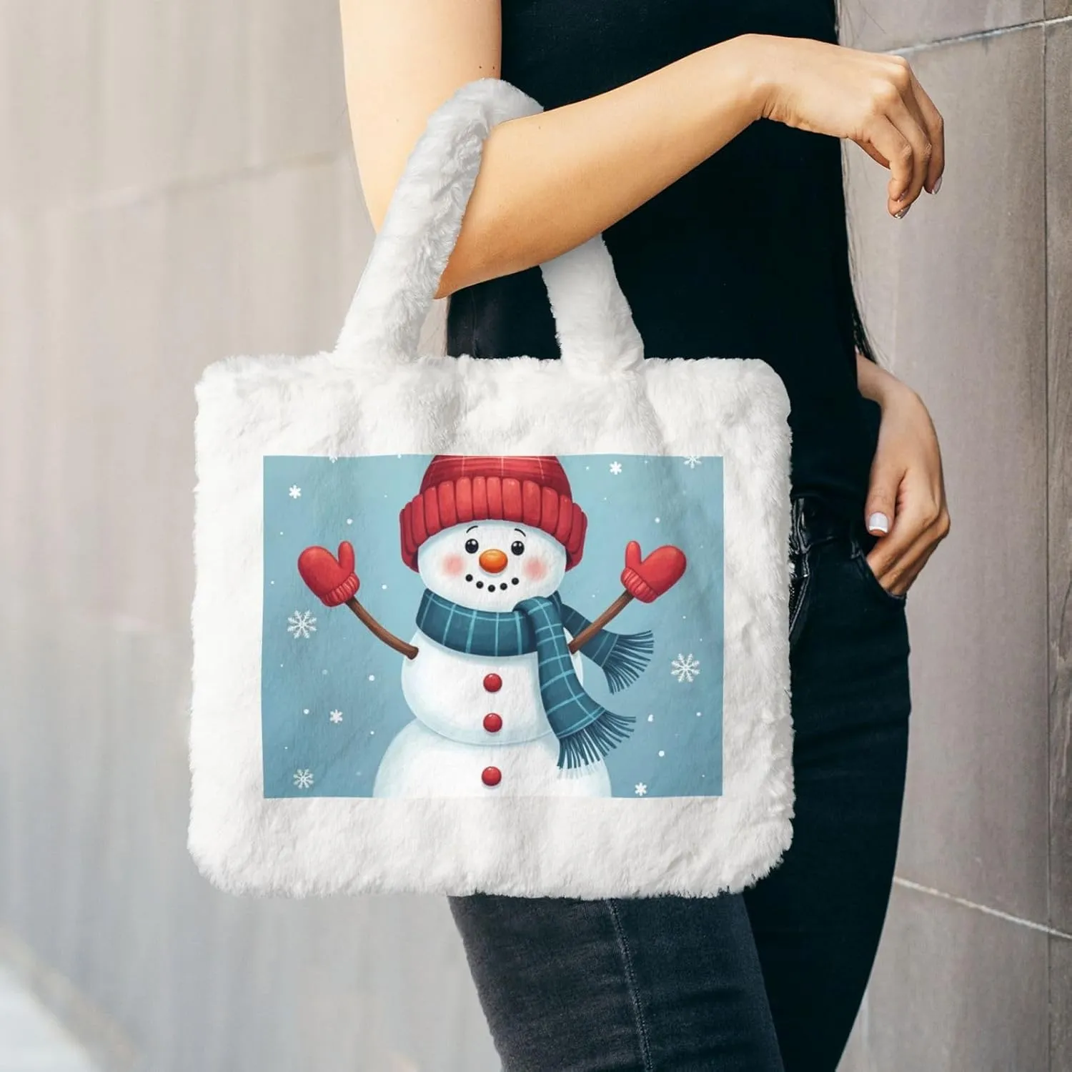 Tote Fluffy Bag Faux Fur Purses for Women Plush Handbag Cute Purse for Autumn Winter