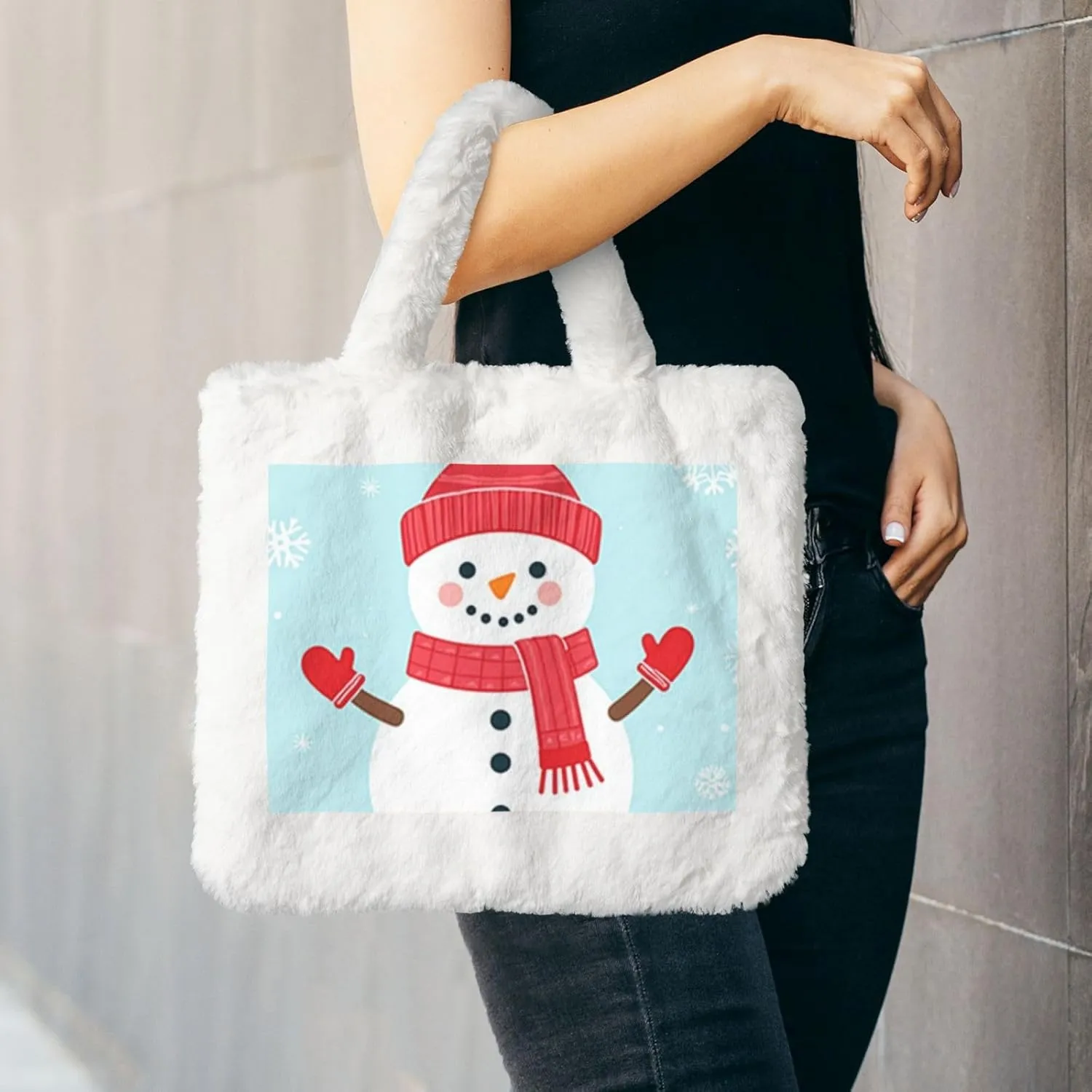 Tote Fluffy Bag Faux Fur Purses for Women Plush Handbag Cute Purse for Autumn Winter