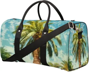 Travel Duffel Bag, Sunny Day Coconut Tree Sports Tote Gym Bag Foldable Weekender Bag Carry on Luggage Handle Bag Overnight Shoulder Bag for Women Men