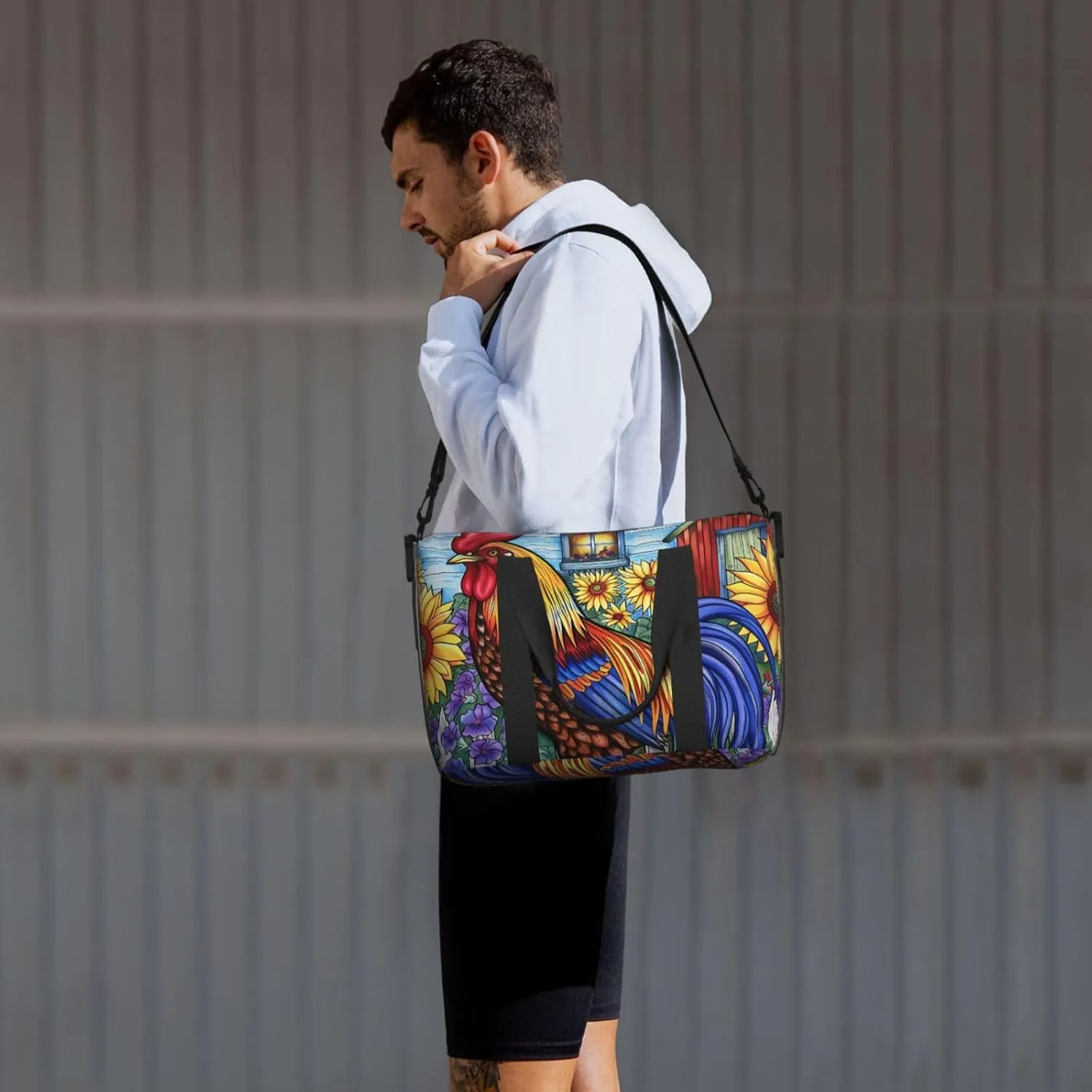 Travel Duffle Bag Colorful Rooster Weekender Overnight Bags Luggage Bag for Women Men Waterproof Sports Gym Bag Hand Bag with Shoulder Strap