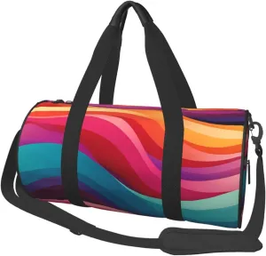 Travel Duffle Bag Waving Template Colorful Curves Weekender Bags For Women Large Capacity Travel Overnight Bags Foldable Carry On Tote Bags Lightweight Sport Gym Bag For Travel/Gift