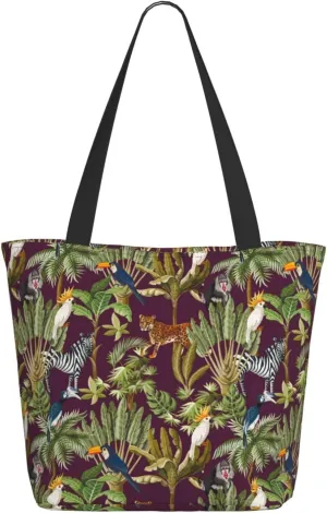Travel Tote Bag for Women Work - Lightweight Cute Parrot Baboon Leopard Zebra Shoulder Bag Nurse Bag Beach Handbags for Women, Fashion Large Tote Purse for Women with Zipper