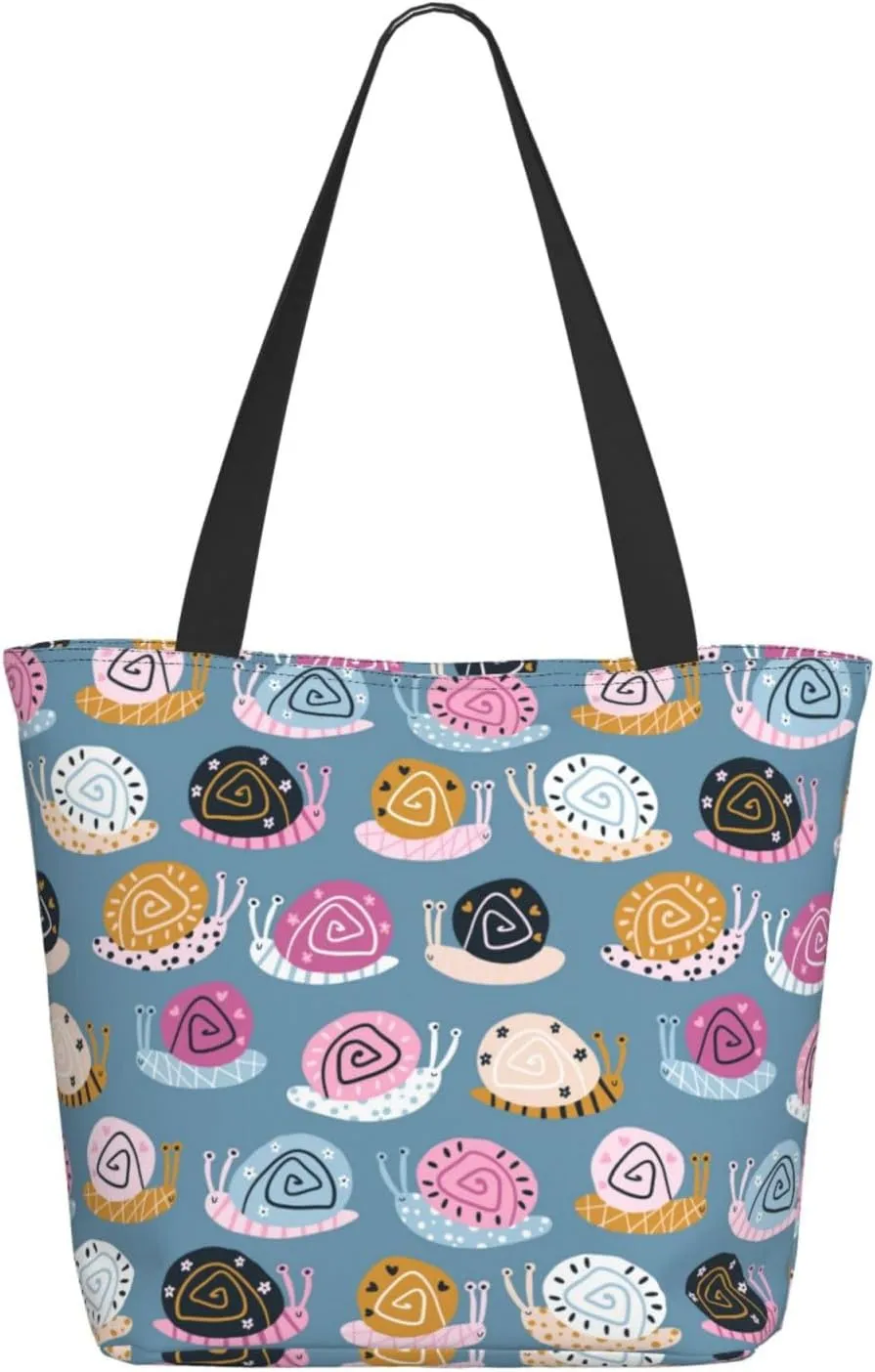 Travel Tote Bag for Women Work - Lightweight Funny Doodle Snails Shoulder Bag Nurse Bag Beach Handbags for Women, Fashion Large Tote Purse for Women with Zipper