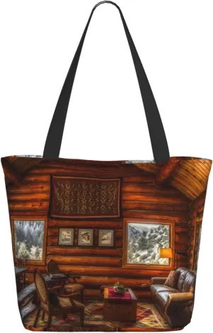 Travel Tote Bag for Women Work - Lightweight Log Cabin Inside Shoulder Bag Nurse Bag Beach Handbags for Women, Fashion Large Tote Purse for Women with Zipper