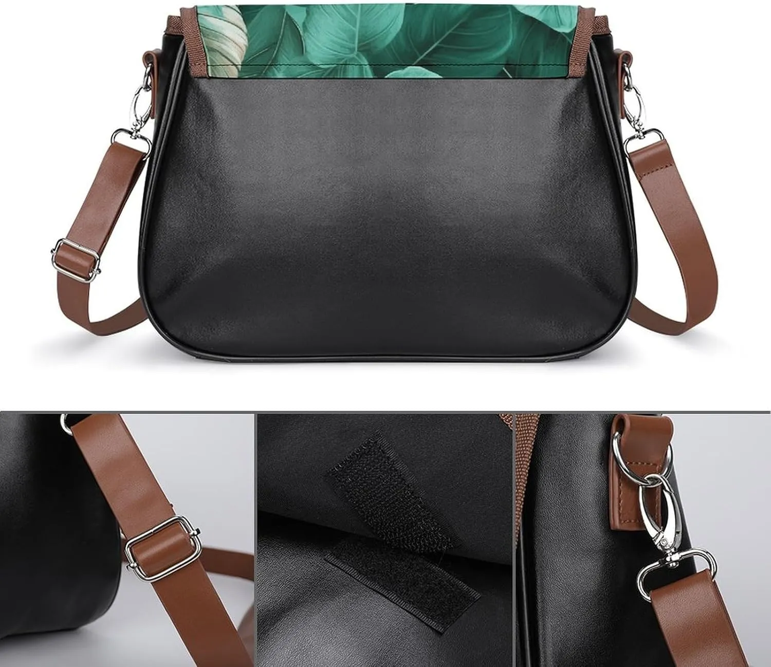 Tropical Tiger Print Crossbody Bags for Women,PU Leather Tote Bag for Women,Shoulder Bag Purse for Work Shopping Travel