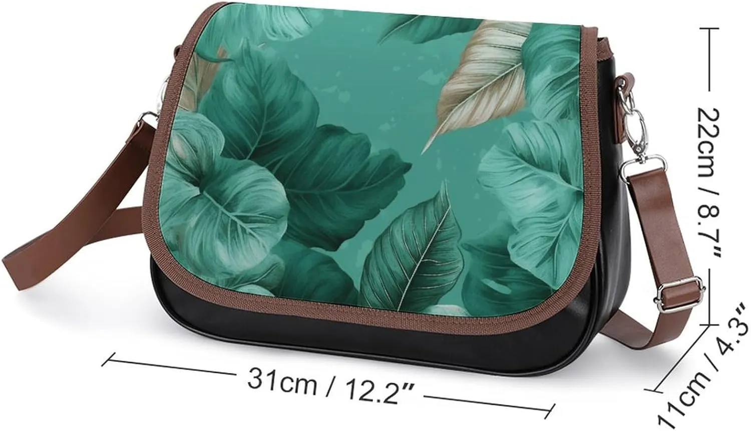 Tropical Tiger Print Crossbody Bags for Women,PU Leather Tote Bag for Women,Shoulder Bag Purse for Work Shopping Travel
