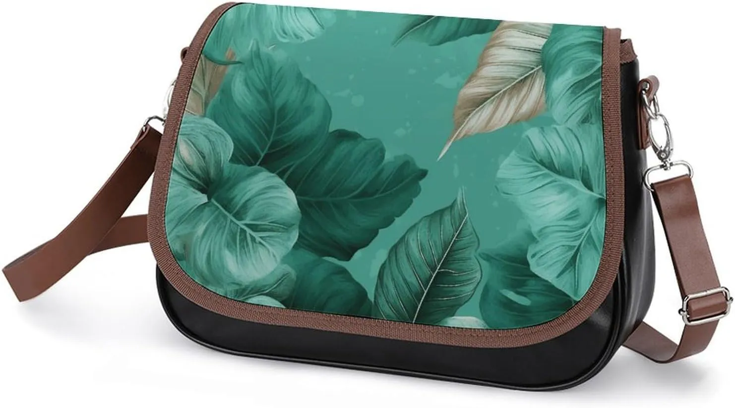 Tropical Tiger Print Crossbody Bags for Women,PU Leather Tote Bag for Women,Shoulder Bag Purse for Work Shopping Travel