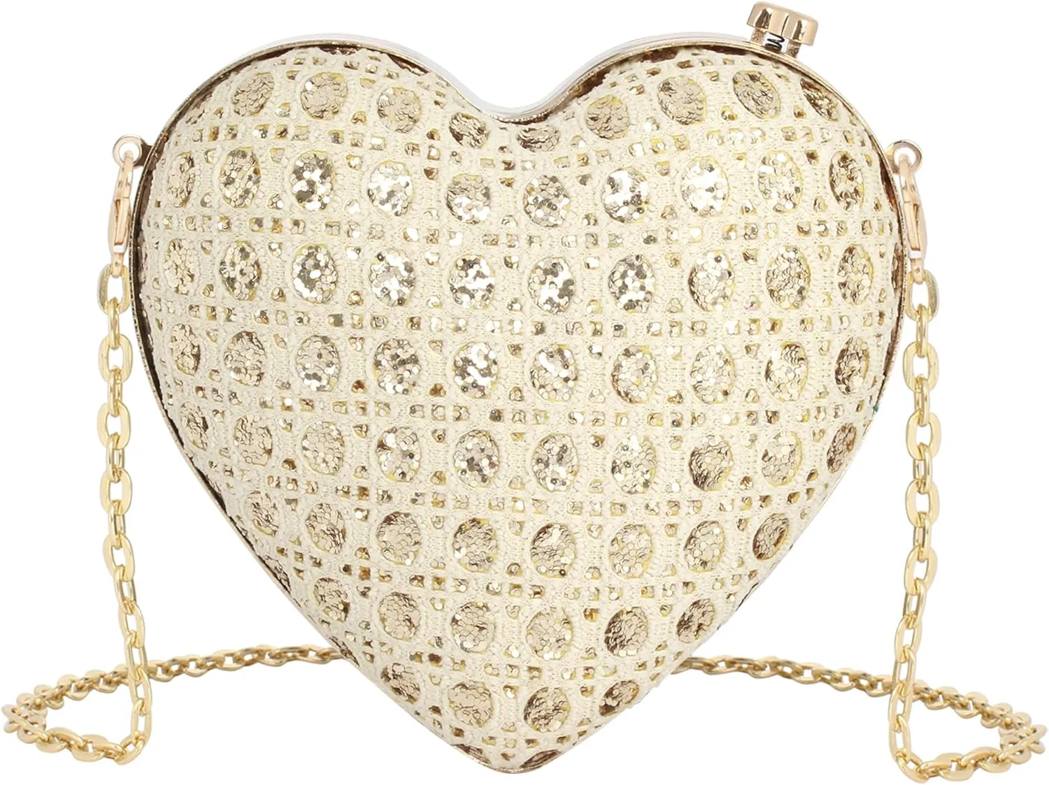 U Scinan Fashion Shoulder Bag Shiny Heart Shape Clutch Handbags Novelty Design Crossbody Coin Change Purse (Z-Gold)