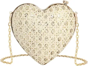 U Scinan Fashion Shoulder Bag Shiny Heart Shape Clutch Handbags Novelty Design Crossbody Coin Change Purse (Z-Gold)