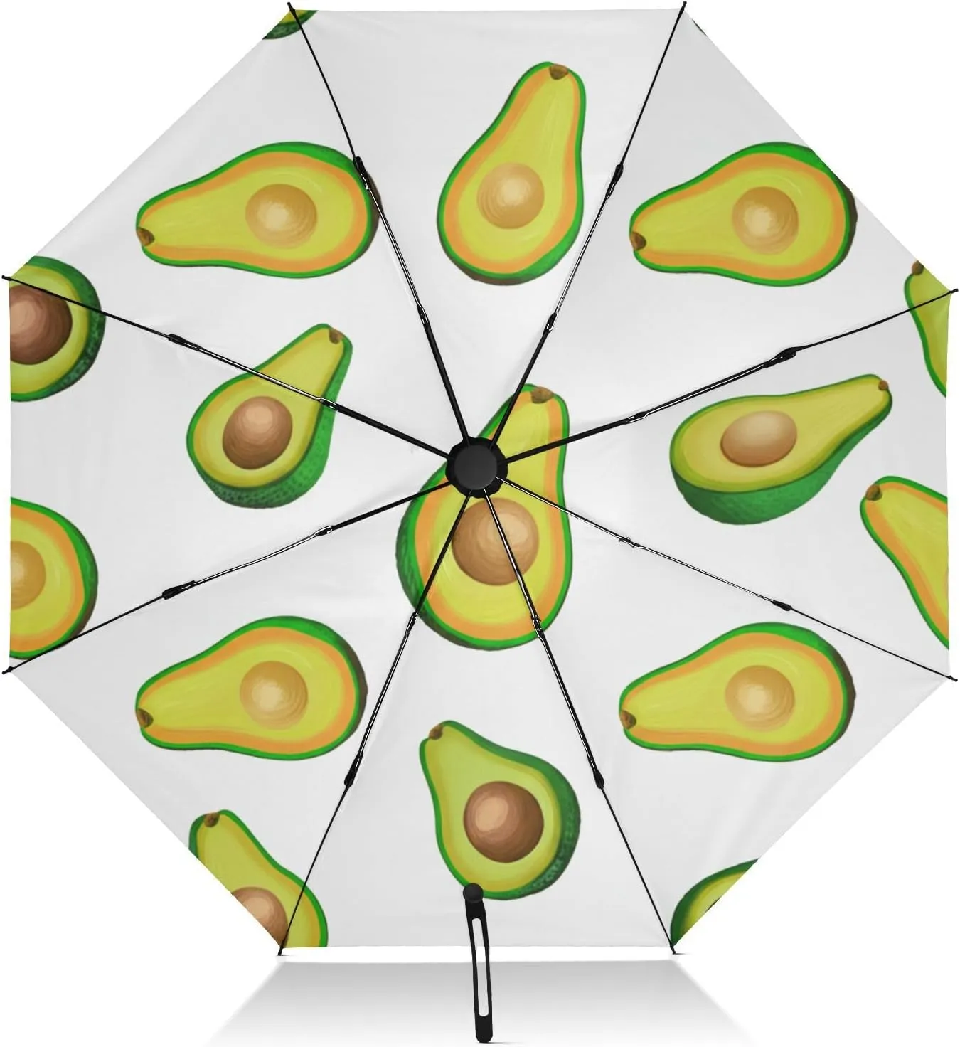 Umbrellas for Rain, Folding Umbrellas for Rain Windproof, Ideal for Car, Purse, Men and Women, Cute Green Avocados White