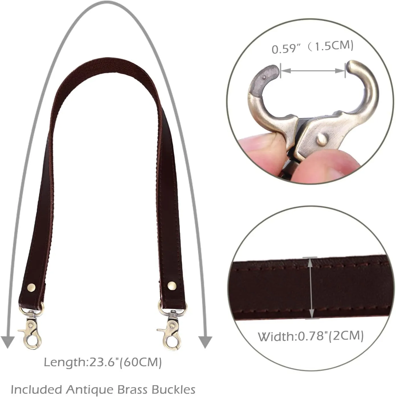 VanEnjoy Pair Genuine Leather Purses Strap Sewing Canvas Backing Bag Handles Replacement