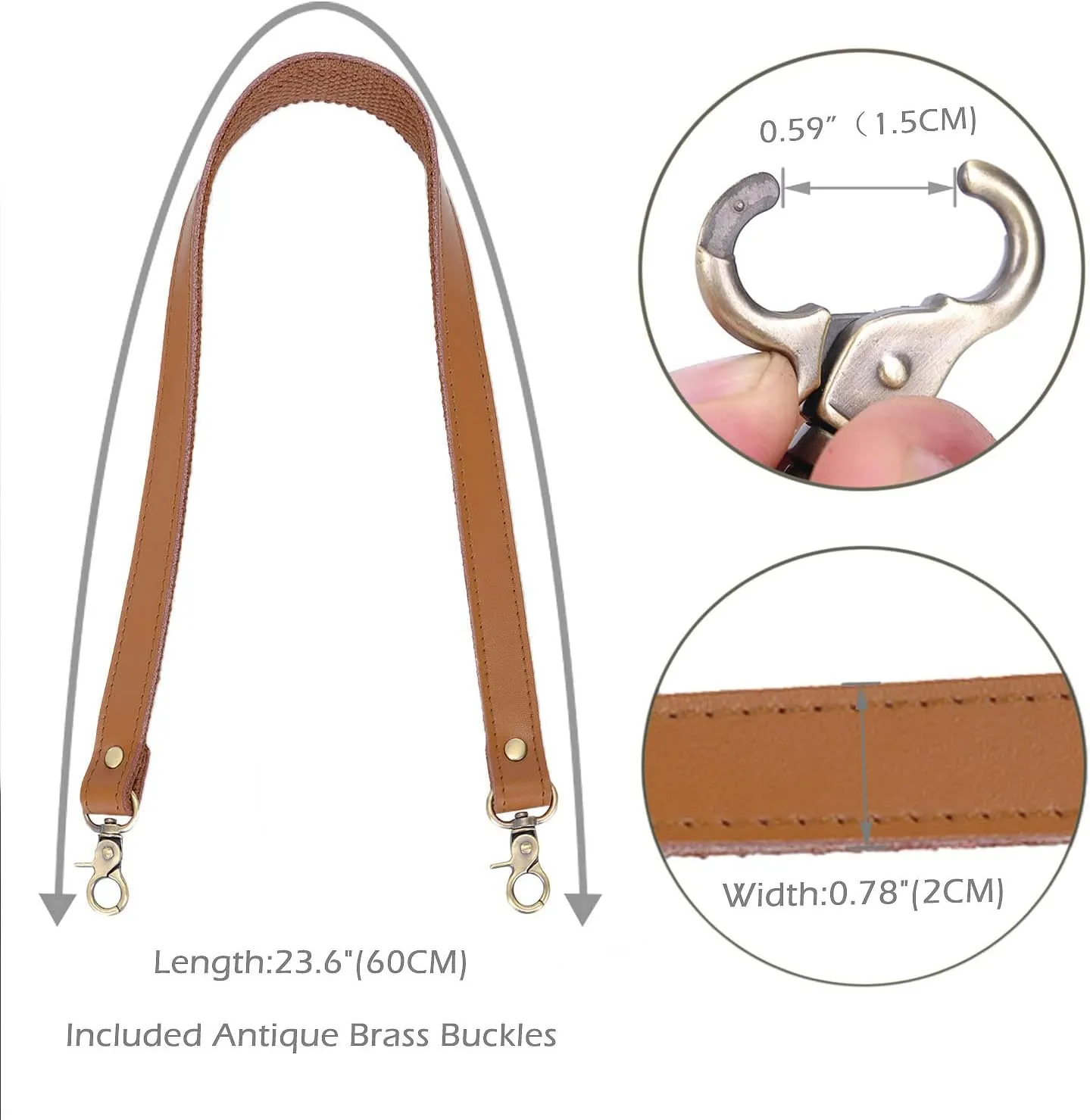 VanEnjoy Pair Genuine Leather Purses Strap Sewing Canvas Backing Bag Handles Replacement