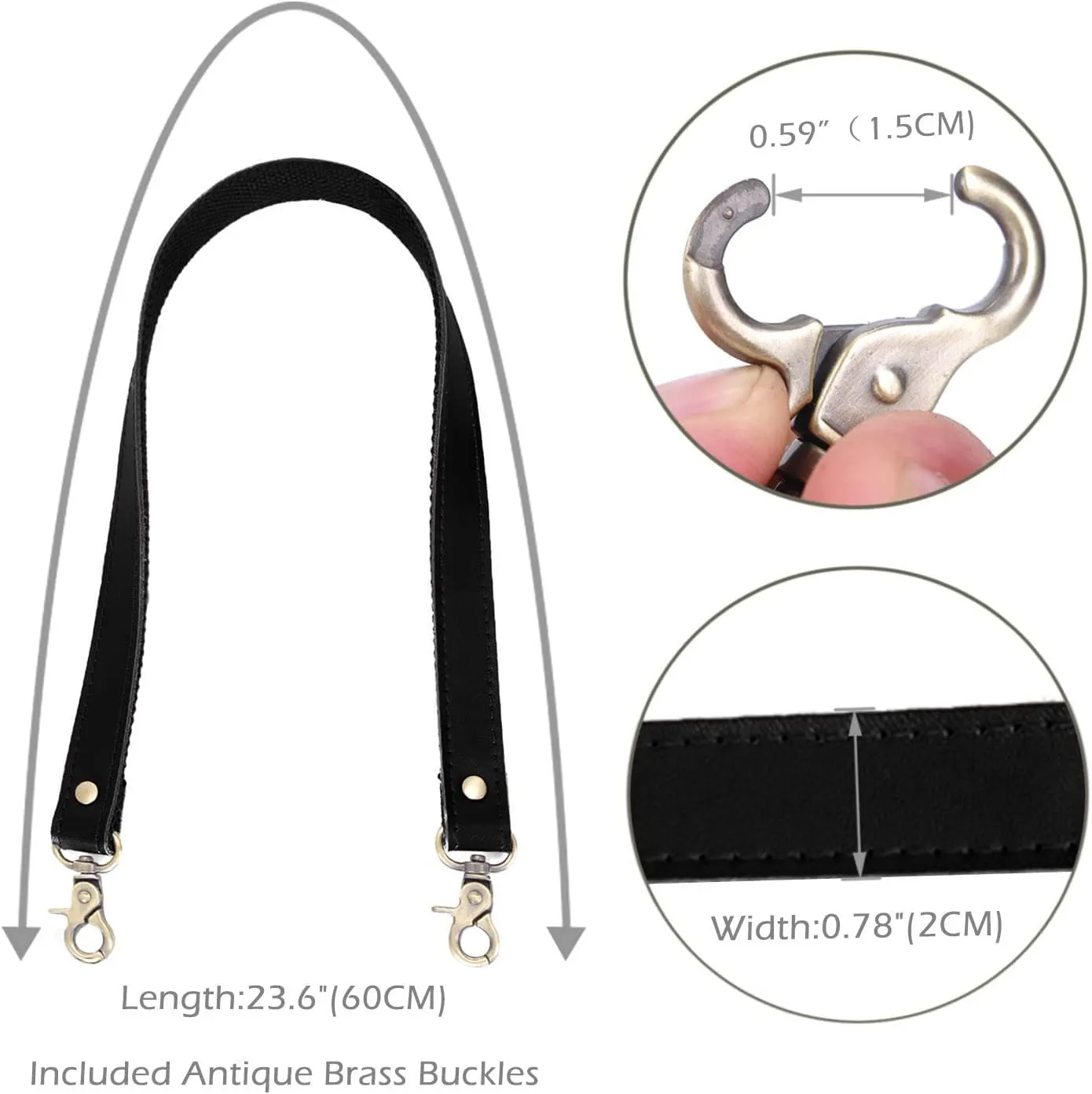 VanEnjoy Pair Genuine Leather Purses Strap Sewing Canvas Backing Bag Handles Replacement