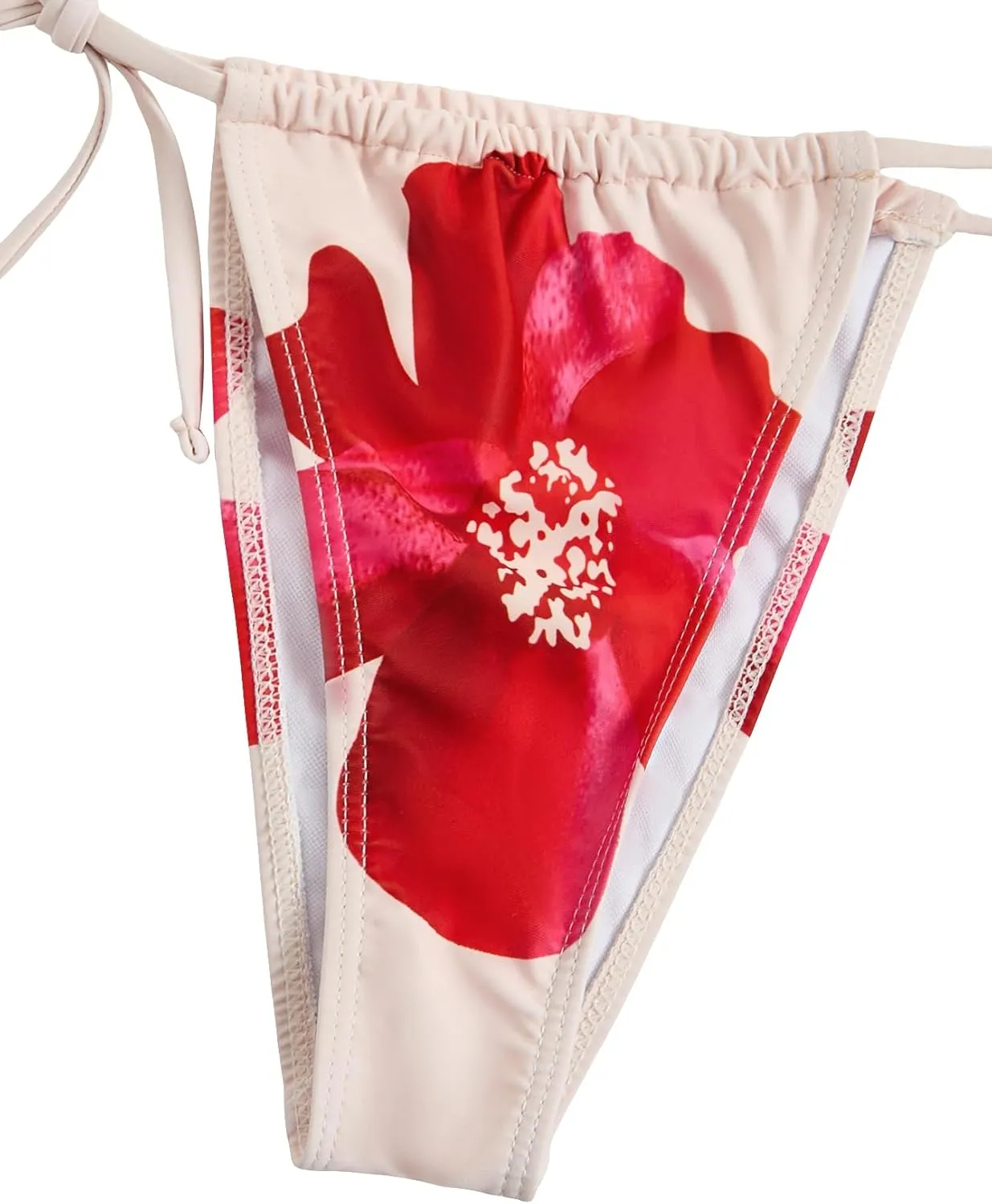 Verdusa Women's 2 Piece Floral Halter Triangle Bikini Sets Backless Self Tied Swimsuit Bathing Suits