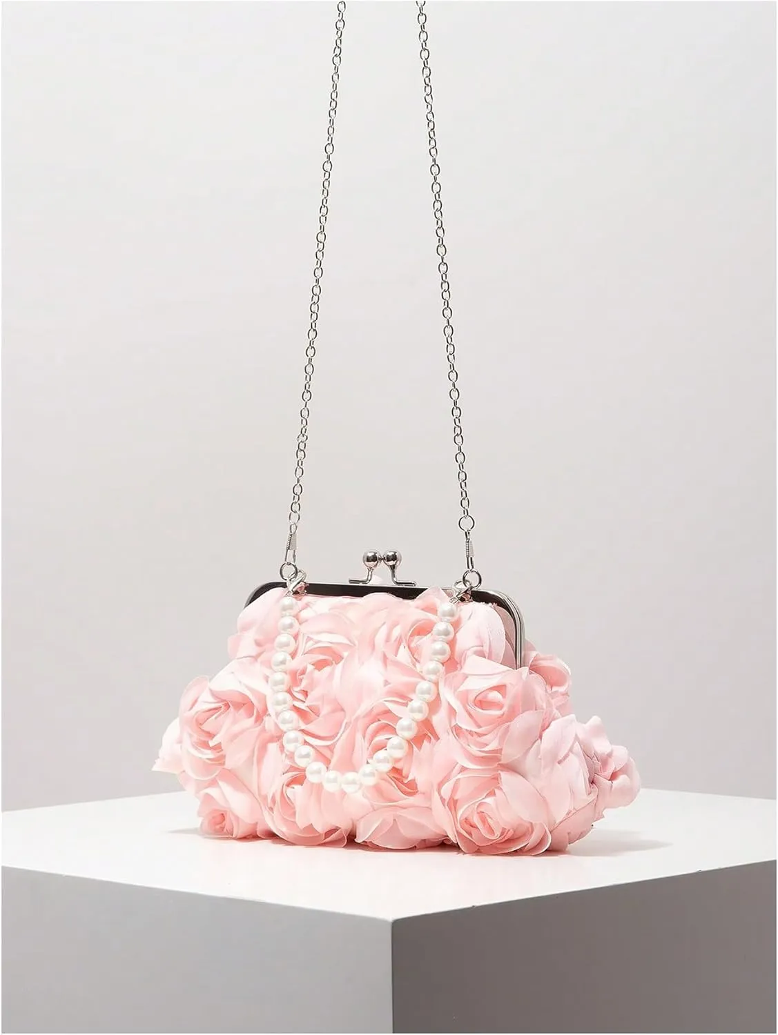 Verdusa Women's 3D Floral Crossbody Bags Rose Evening Bag Clutch Purses Top Handle Satchel Handbags