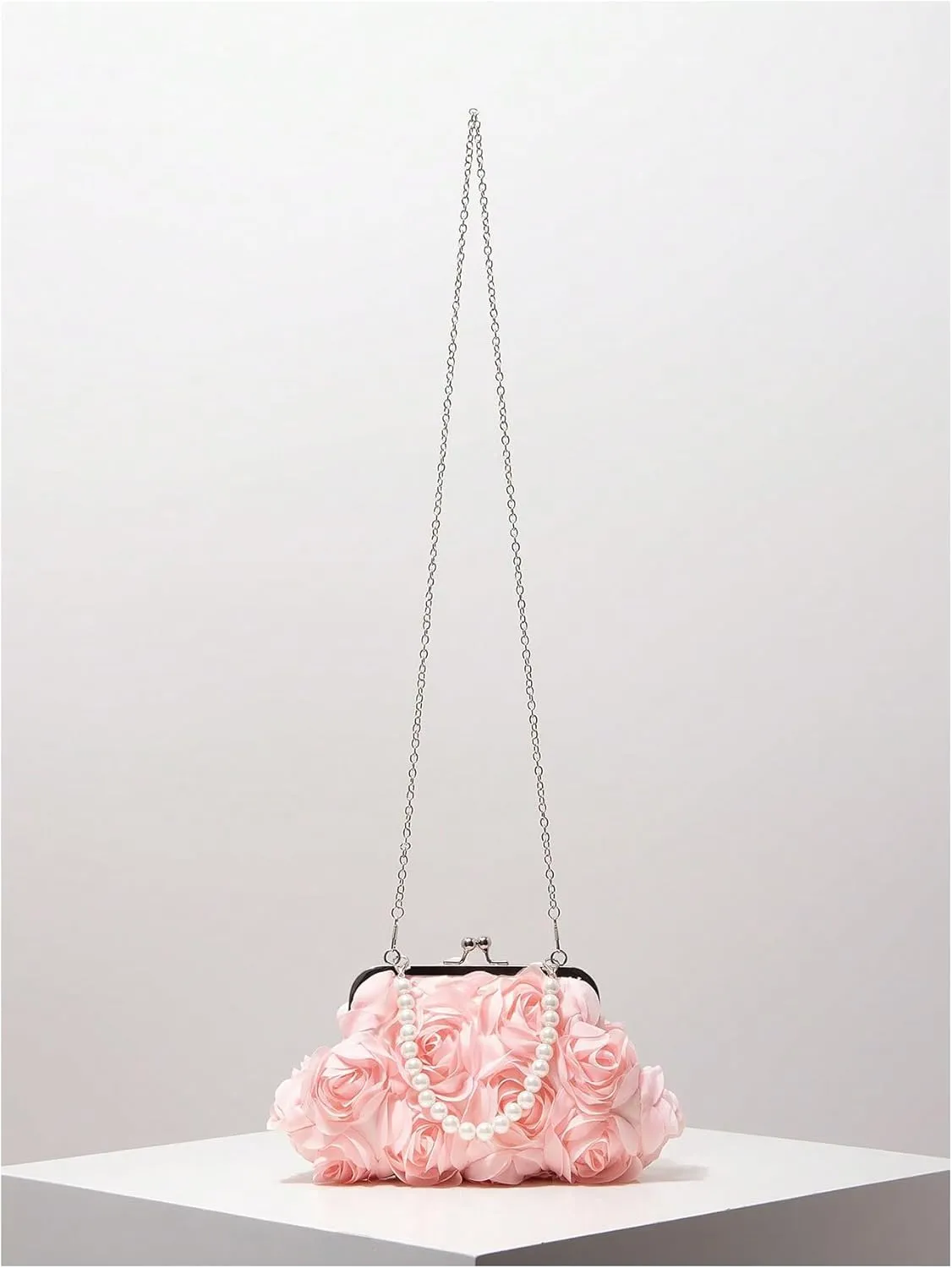 Verdusa Women's 3D Floral Crossbody Bags Rose Evening Bag Clutch Purses Top Handle Satchel Handbags