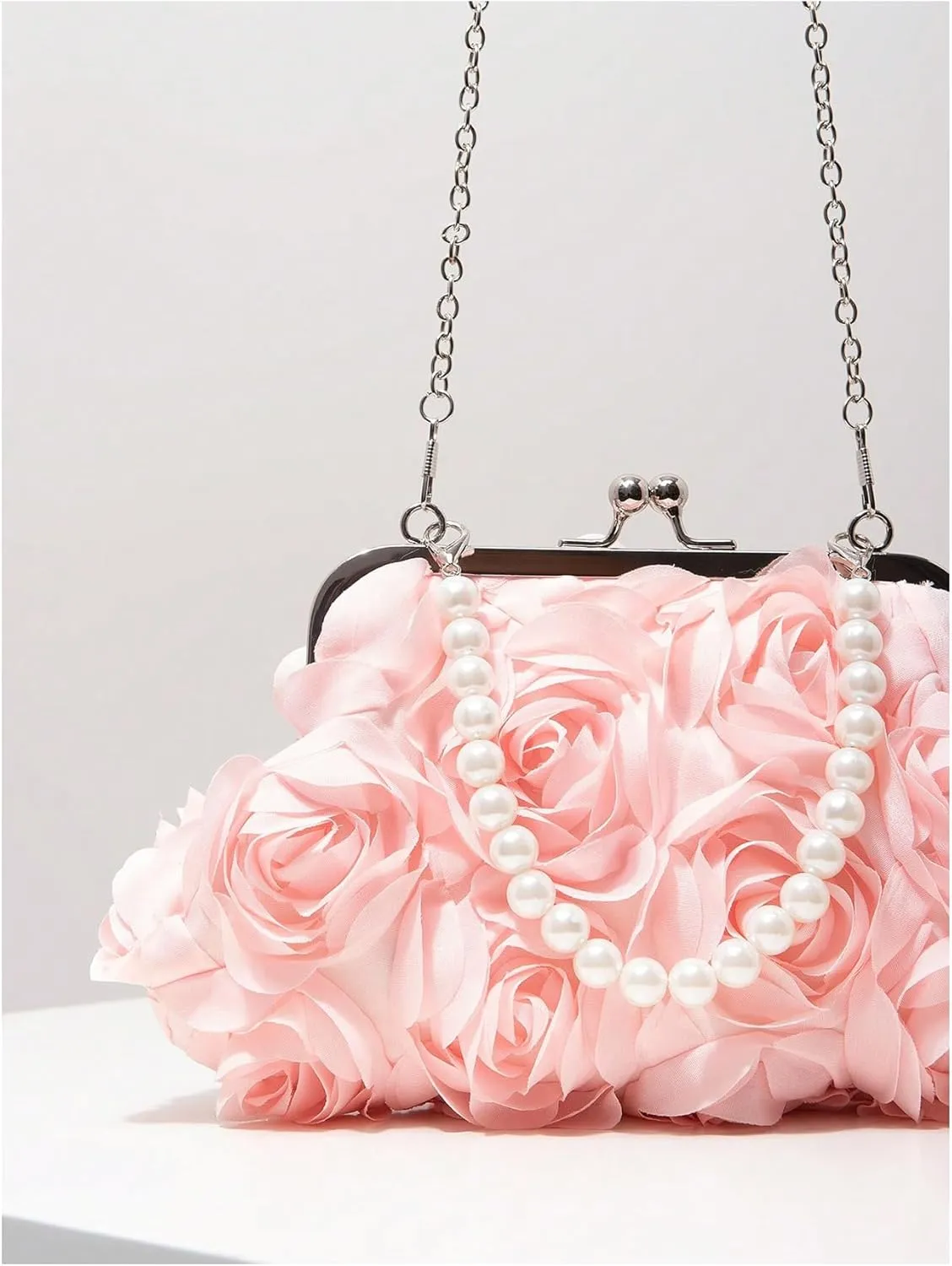 Verdusa Women's 3D Floral Crossbody Bags Rose Evening Bag Clutch Purses Top Handle Satchel Handbags