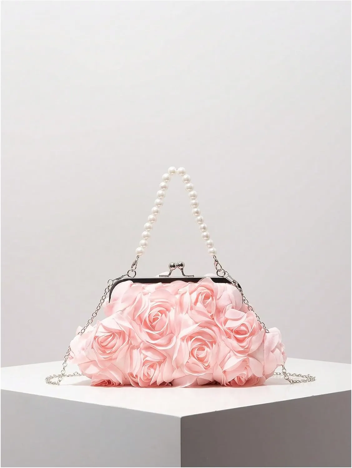 Verdusa Women's 3D Floral Crossbody Bags Rose Evening Bag Clutch Purses Top Handle Satchel Handbags