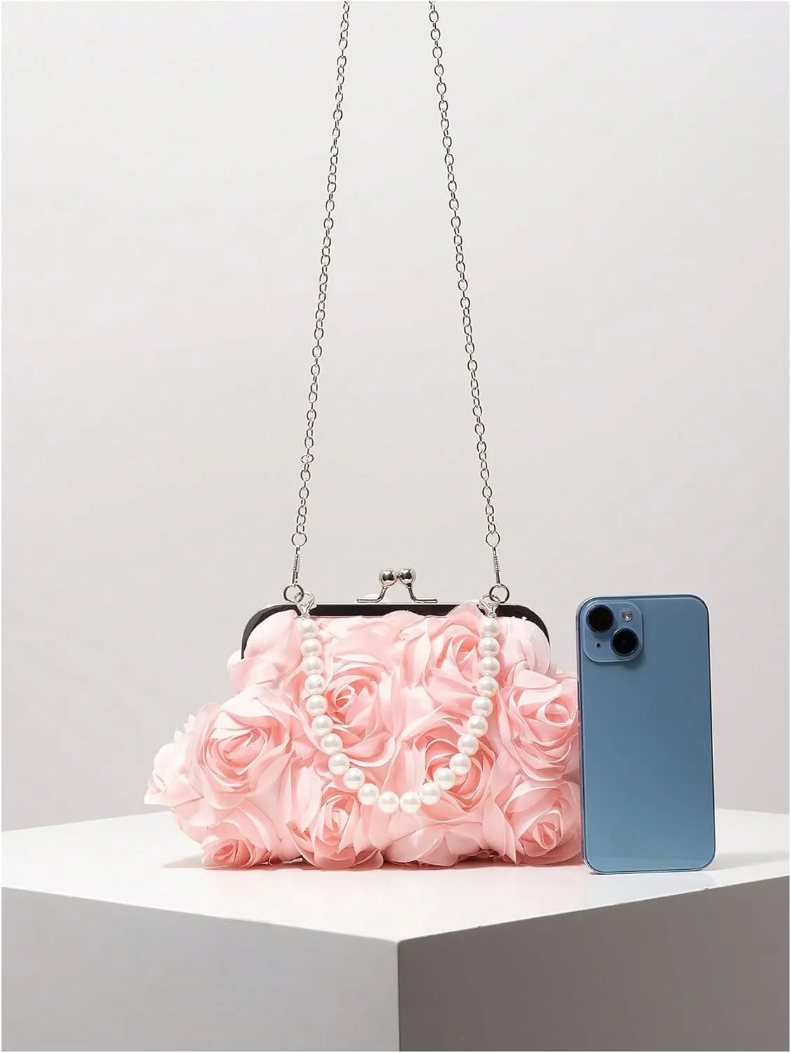 Verdusa Women's 3D Floral Crossbody Bags Rose Evening Bag Clutch Purses Top Handle Satchel Handbags