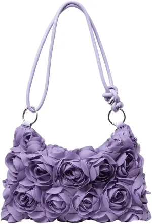 Verdusa Women's 3D Flower Floral Evening Handbag Shoulder Hobo Bag Party Clutch Purse