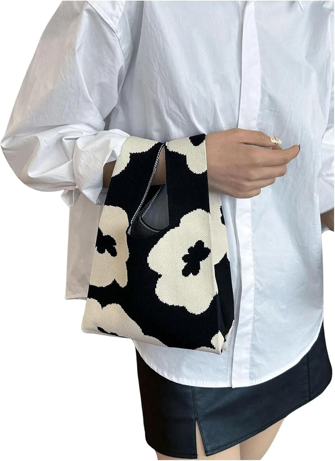 Verdusa Women's Floral Crochet Handbags Knit Clutch Handbags Satchel Purses