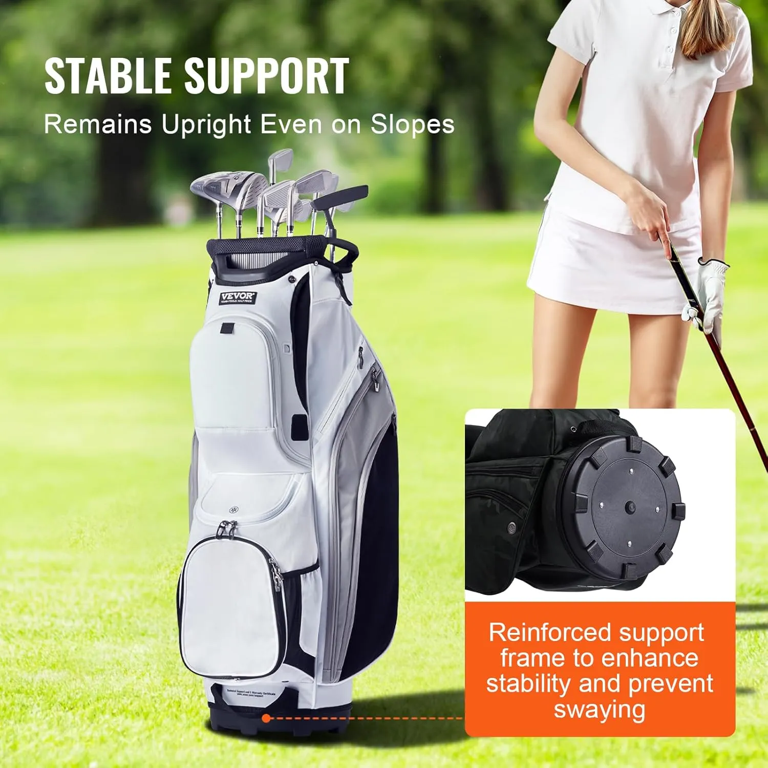 VEVOR Golf Cart Bag with 14 Way Organizer Divider Top, Premium Cart Bag with Stand, Durable Golf Bags with Handles & Dust Cover & Detachable Dual Strap for Men & Women