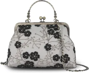 Vintage Purse Kiss Lock Purses and Handbags Floral Vacation Women Top Handle Handbag