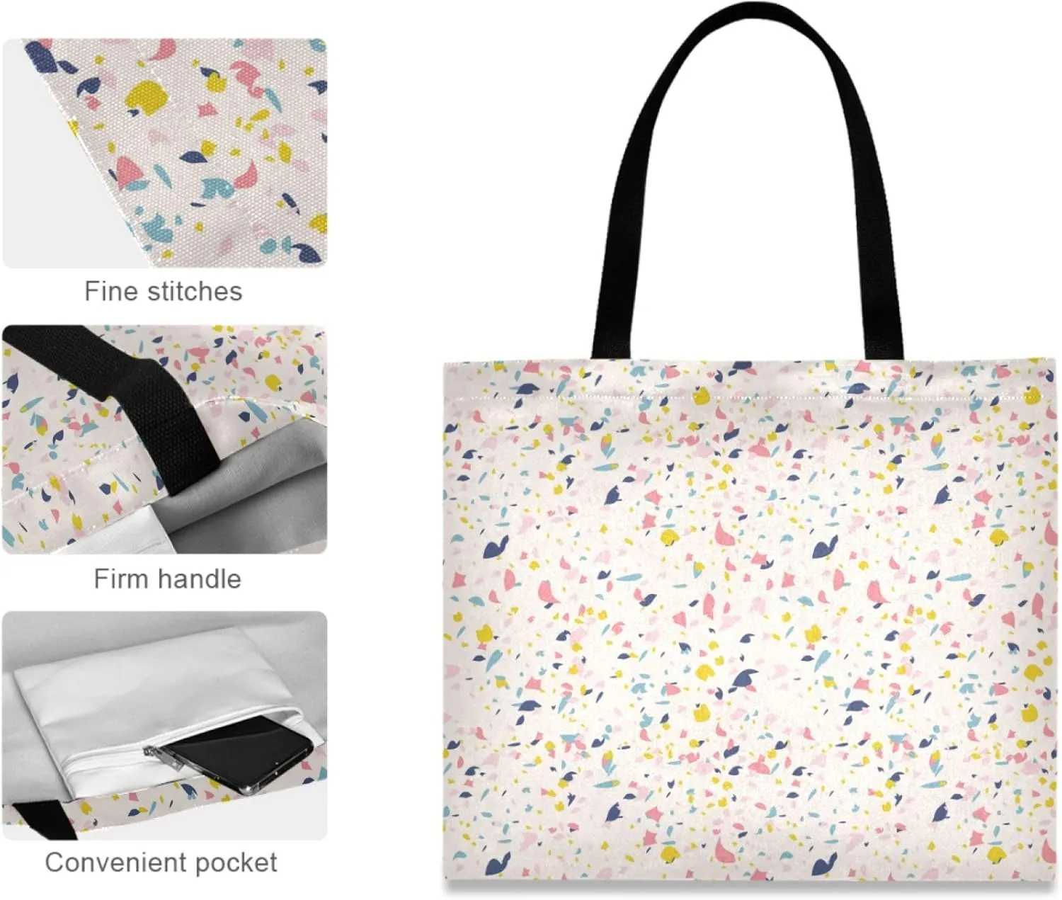 visesunny Fashion Floral Tote Bag with Interior Pocket Lightweight Travel Shoulder Bag Handbag Purse