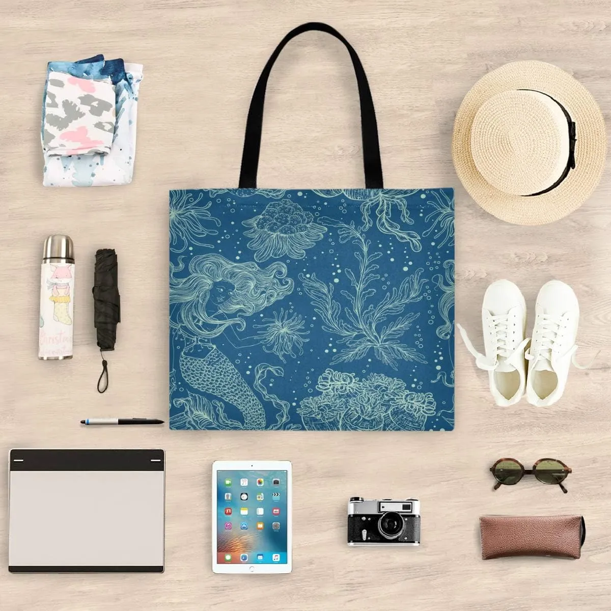 visesunny Fashion Floral Tote Bag with Interior Pocket Lightweight Travel Shoulder Bag Handbag Purse